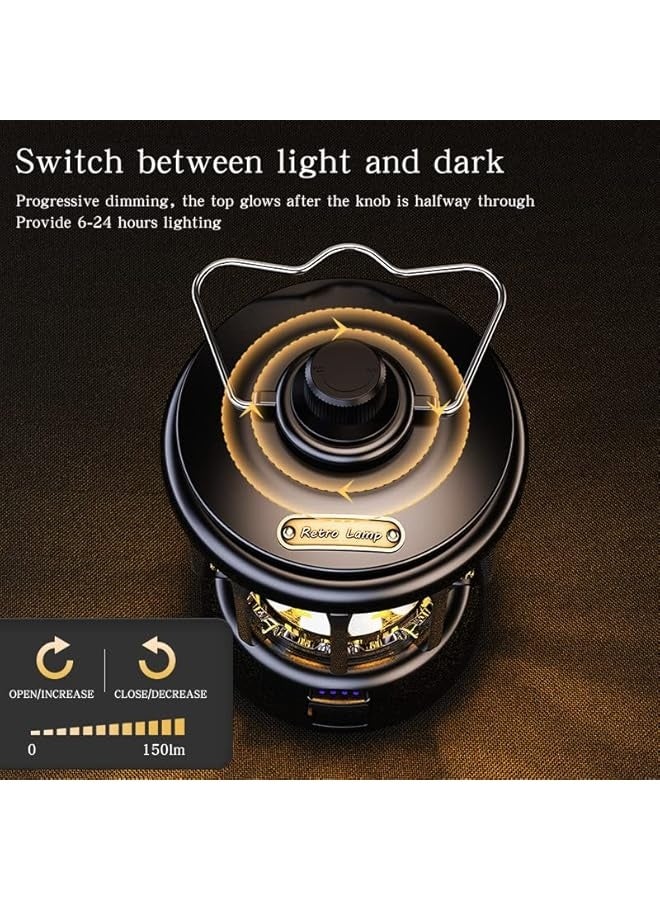 erorex Rechargeable Camping Lantern, Portable Waterproof LED Lamps, Retro Dimmable Tent Lanterns, USB Cable Flashlight Hanging Lights for Emergency Indoor Outdoor Hurricane Home Light Power Outages Hiking - Image 4