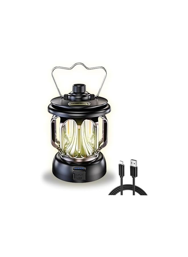 erorex Rechargeable Camping Lantern, Portable Waterproof LED Lamps, Retro Dimmable Tent Lanterns, USB Cable Flashlight Hanging Lights for Emergency Indoor Outdoor Hurricane Home Light Power Outages Hiking - Image 1