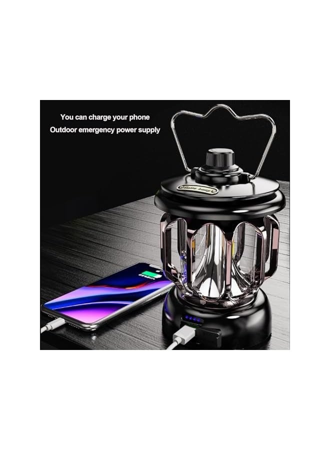 erorex Rechargeable Camping Lantern, Portable Waterproof LED Lamps, Retro Dimmable Tent Lanterns, USB Cable Flashlight Hanging Lights for Emergency Indoor Outdoor Hurricane Home Light Power Outages Hiking - Image 5