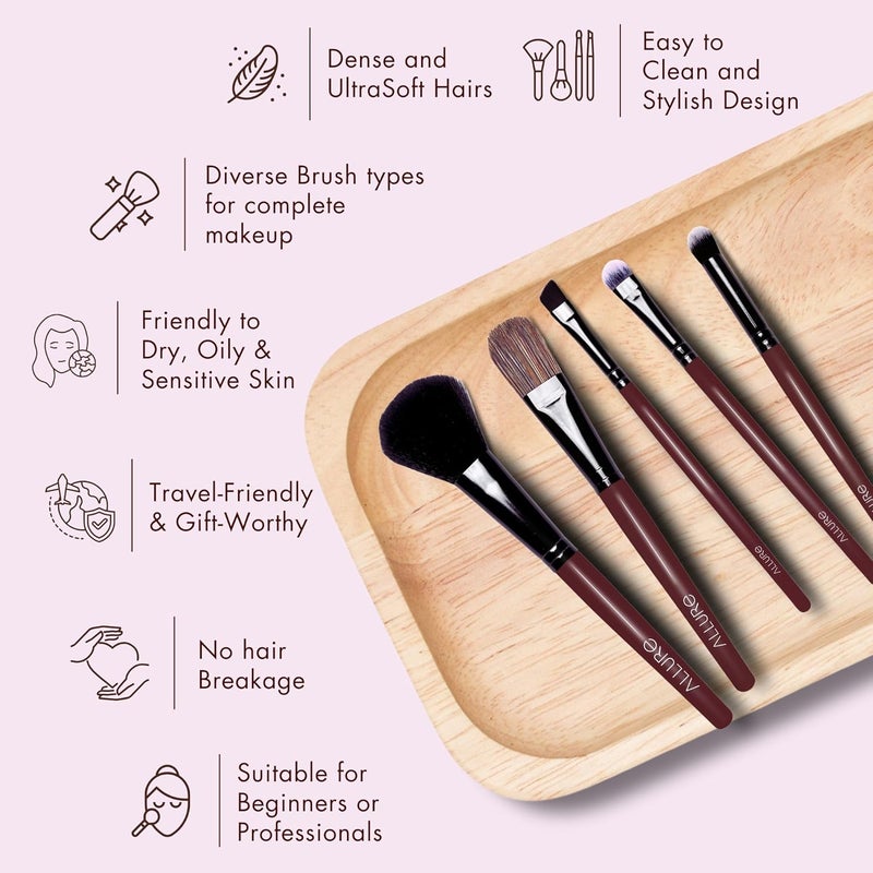 allure Makeup Brush Set - Set Of 5 Face & Eye Makeup Brushes - Image 3