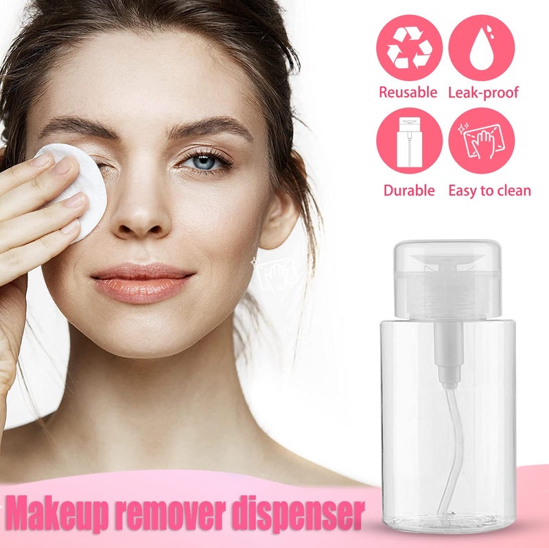 DNSEN 3 Pack Push Down Pump Dispenser Empty Push Top Bottles Containers for Nail Polish Makeup Remover Micellar Water Facial Toner 6.7oz/200ML - Image 2