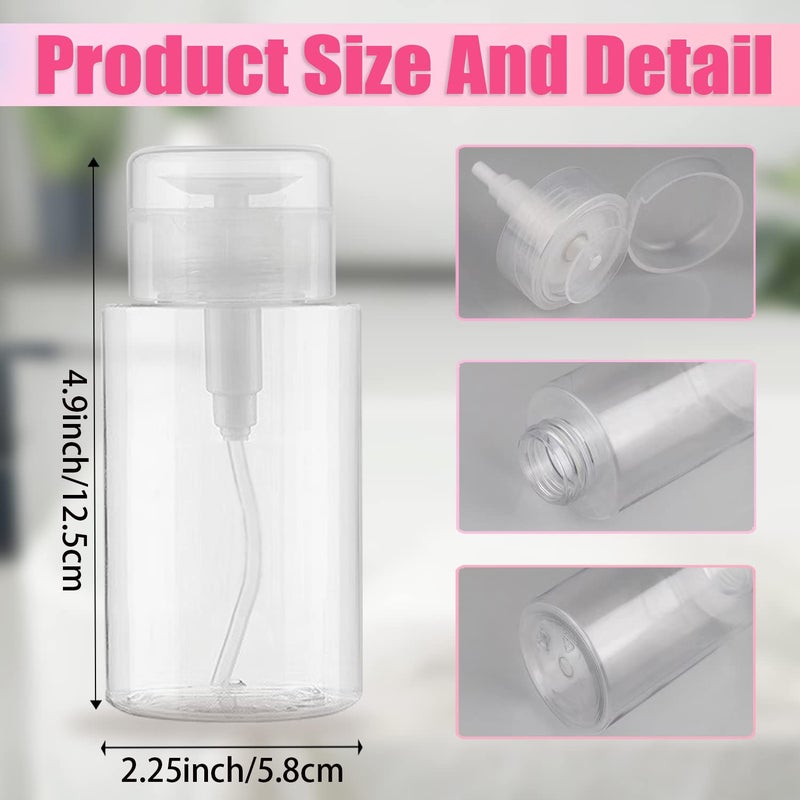 DNSEN 3 Pack Push Down Pump Dispenser Empty Push Top Bottles Containers for Nail Polish Makeup Remover Micellar Water Facial Toner 6.7oz/200ML - Image 3