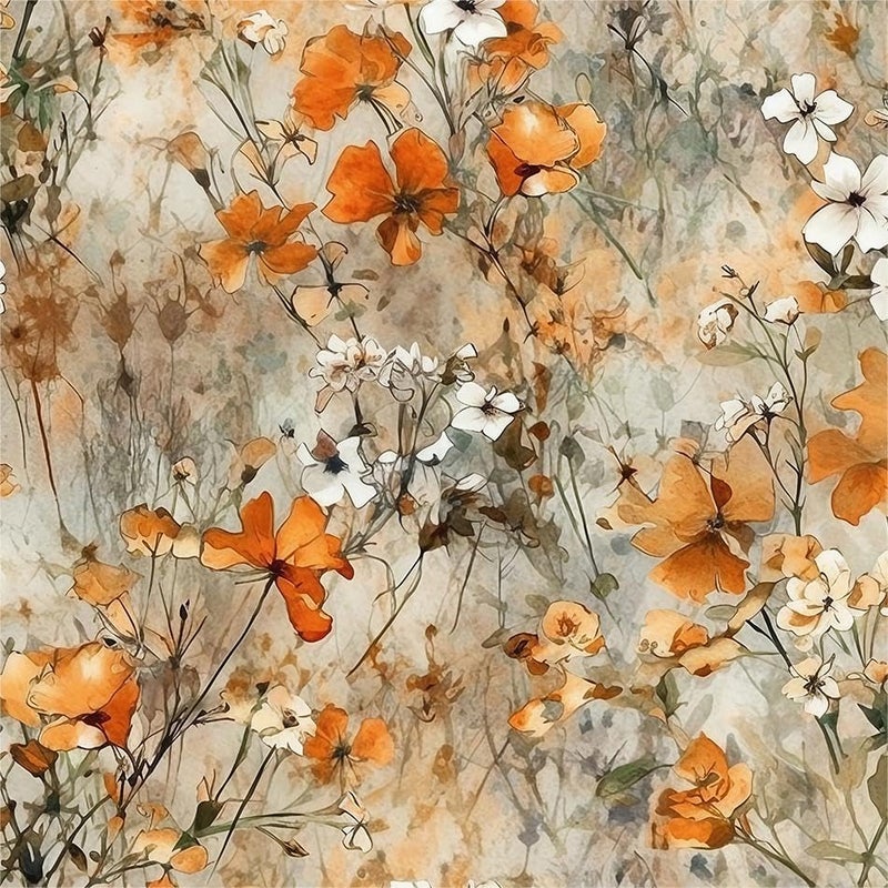 MuralPeel Yellow Orange White Wildflower Watercolor Peel and Stick Wallpaper Self Adhesive Removable Easy Peel Off Stick on Wall Paper for Bedroom Cabinet Renter - Image 1