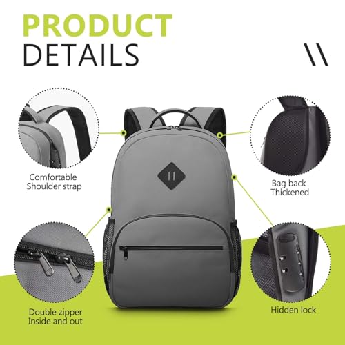 OZCHIN Smell Proof Backpack With Combination Lock, Double Sealed Zipper ClassicsSmell Proof Travel Backpack, Large Capacity Smell Proof Container Carbon Enduring, Great Gifts for Men Women - Image 4