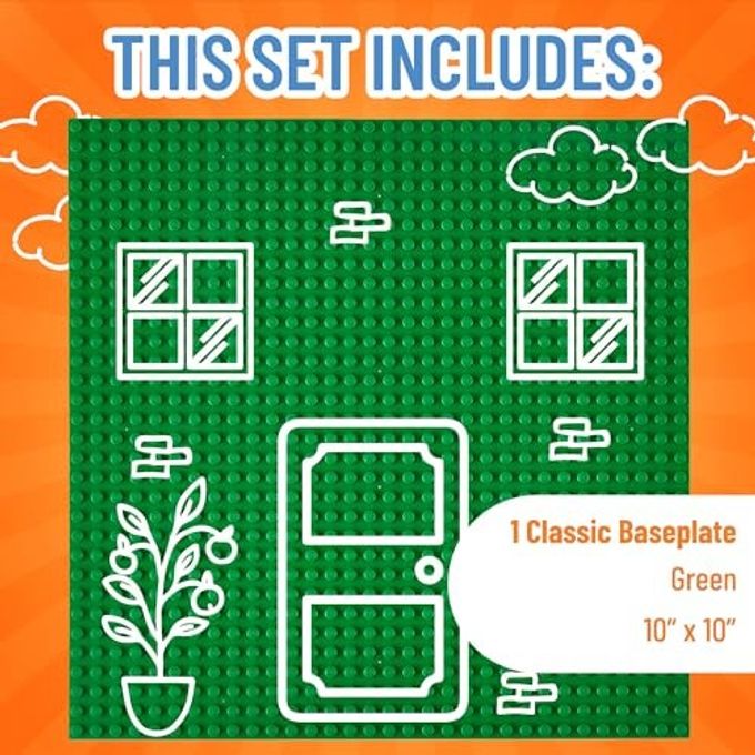 Strictly Briks Stackable Baseplate Compatible with All Major Brands 10 x 10 in, Green, 1 Pack Sturdy Stackable Design for Building Brick Sets, Toy Brick Creations, Mats & Table Bases - Image 3