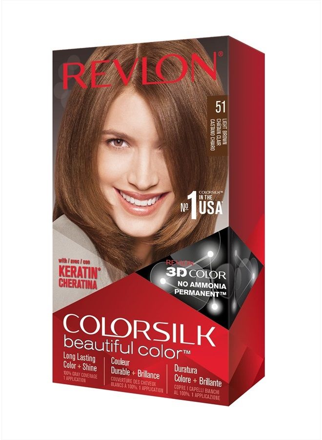 Revlon ColorSilk Hair Color, 51 Light Brown 1 ea - Image 1