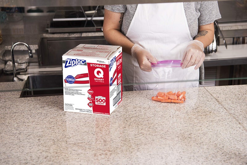 SC Johnson Professional, Ziploc Storage Bags, For Food Organization and Storage, Double Zipper Seal, Easy-Open Tabs Quart, 500 Count - Image 3