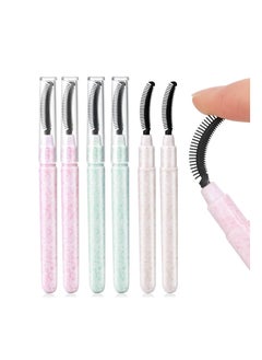 6 Pcs Eyelash Mascara Brushes, Eyelash Separator Lash Make-up Applicator Eyebrow Brush Eyelash Comb Eyelashes Definer with Dust Lid Resuable Brow Grooming Brush (White, Blue and Pink)