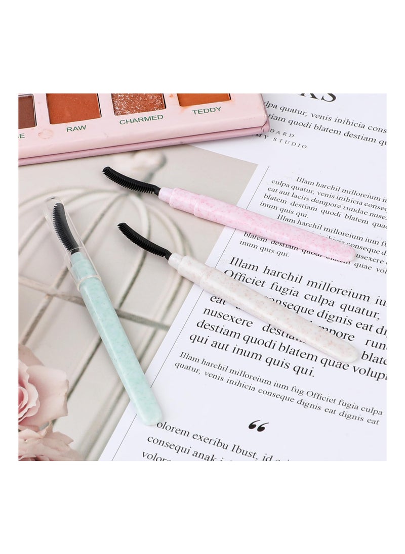SYOSI - 6 Pcs Eyelash Mascara Brushes, Eyelash Separator Lash Make-up Applicator Eyebrow Brush Eyelash Comb Eyelashes Definer with Dust Lid Resuable Brow Grooming Brush (White, Blue and Pink) - Image 1