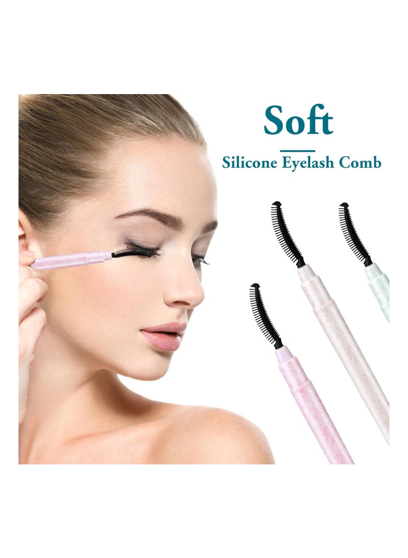 SYOSI - 6 Pcs Eyelash Mascara Brushes, Eyelash Separator Lash Make-up Applicator Eyebrow Brush Eyelash Comb Eyelashes Definer with Dust Lid Resuable Brow Grooming Brush (White, Blue and Pink) - Image 1