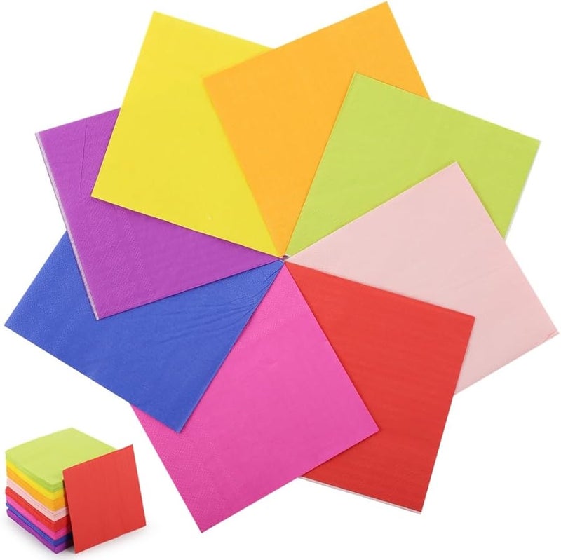 Rainbow Cocktail Napkins 320 Pcs 8 Colors Disposable Paper Napkins For Party Cafe Home - Image 5