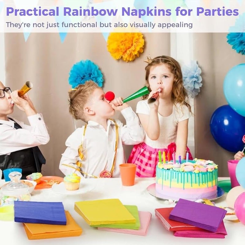 Rainbow Cocktail Napkins 320 Pcs 8 Colors Disposable Paper Napkins For Party Cafe Home - Image 3