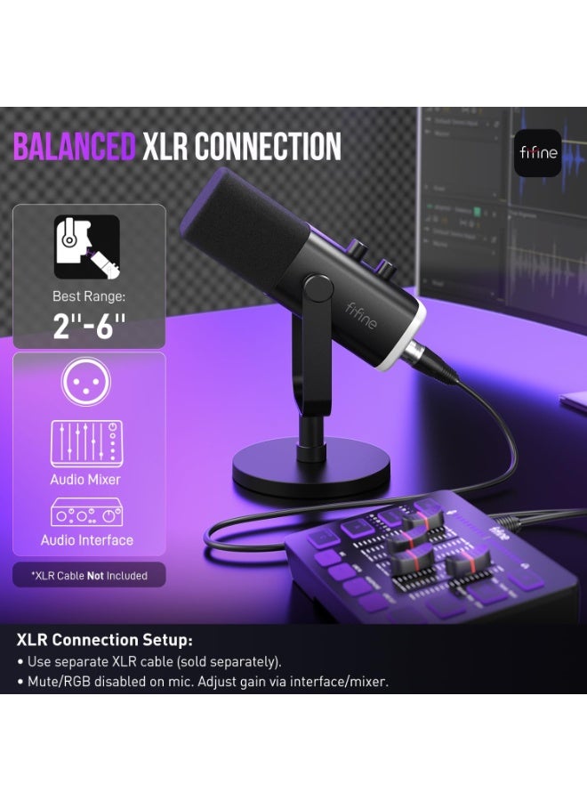 FIFINE AmpliGame AM8 USB/XLR Dynamic Microphone for Gaming Streaming - Image 4