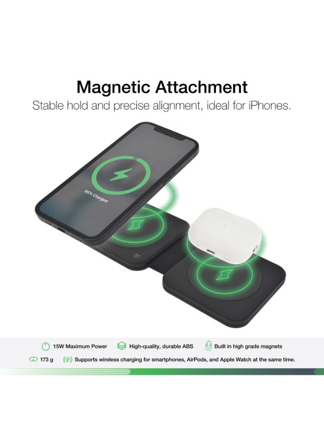 DVICED 2-in-1 Foldable magnetic wireless charger - Black - Image 3