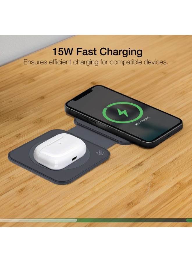 DVICED 2-in-1 Foldable magnetic wireless charger - Black - Image 5