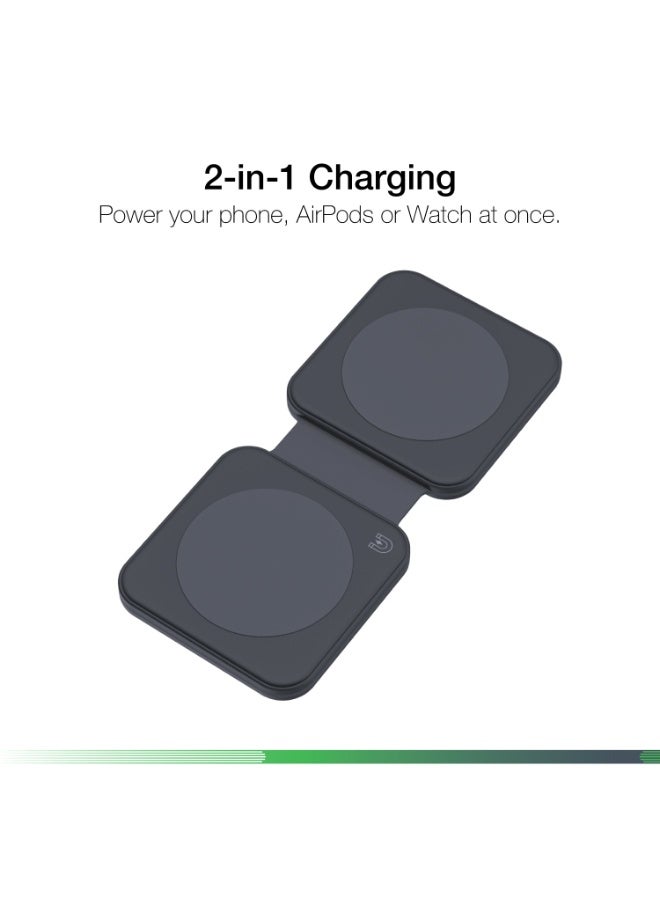 DVICED 2-in-1 Foldable magnetic wireless charger - Black - Image 2