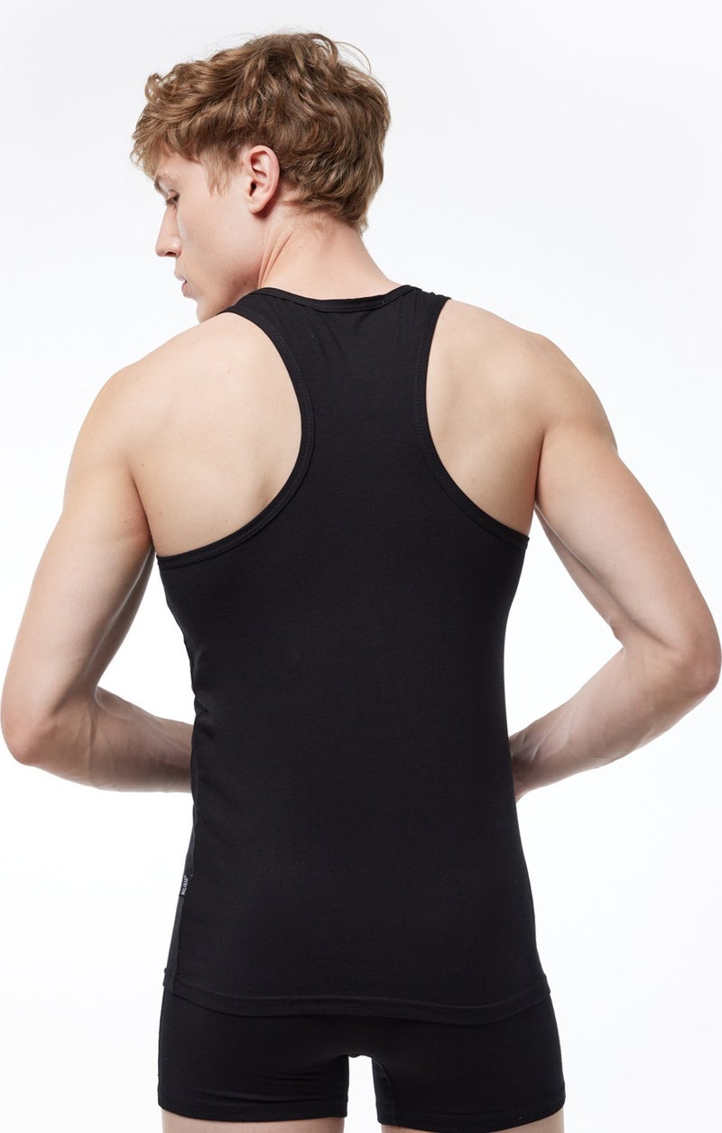 Malabadi Men's Black Modal Sports Undershirt 009  - Image 3