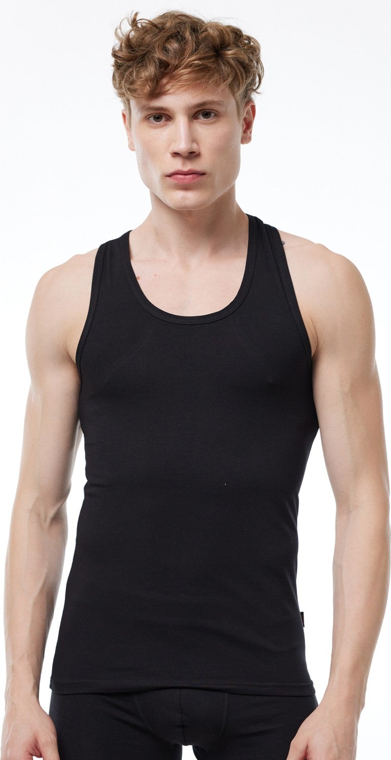 Malabadi Men's Black Modal Sports Undershirt 009  - Image 1