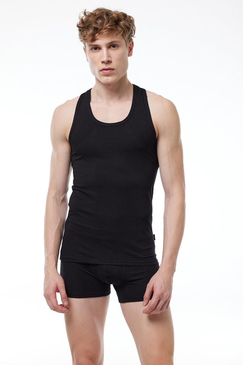 Malabadi Men's Black Modal Sports Undershirt 009  - Image 2