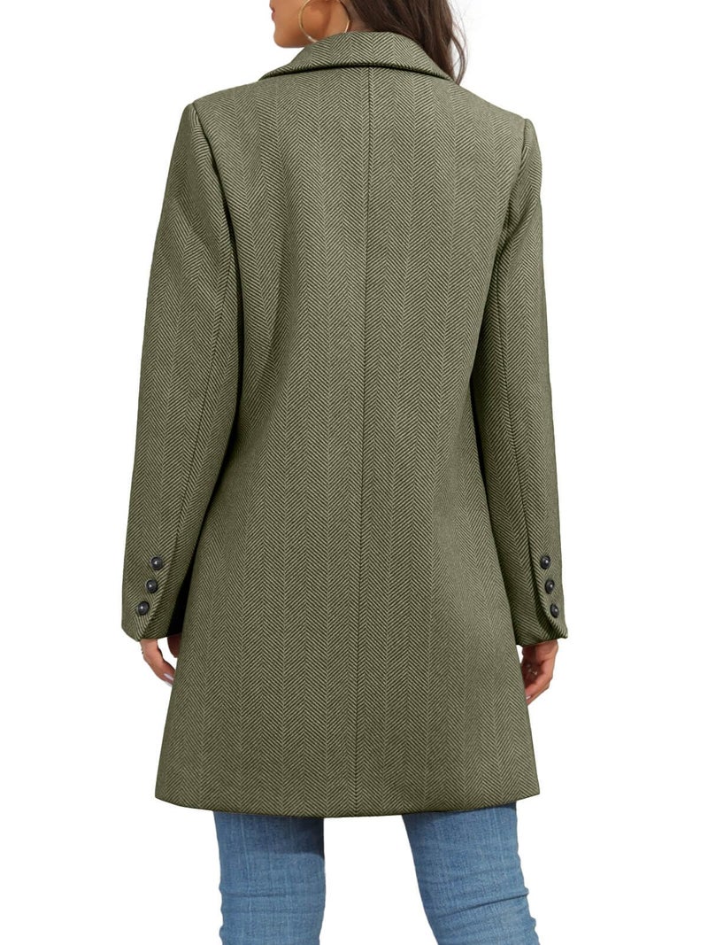 Ebifin Women's Notch Lapel Double Breasted Trench Coat Peacoat Winter Casual Long Blazer Jacket Overcoat - Image 4