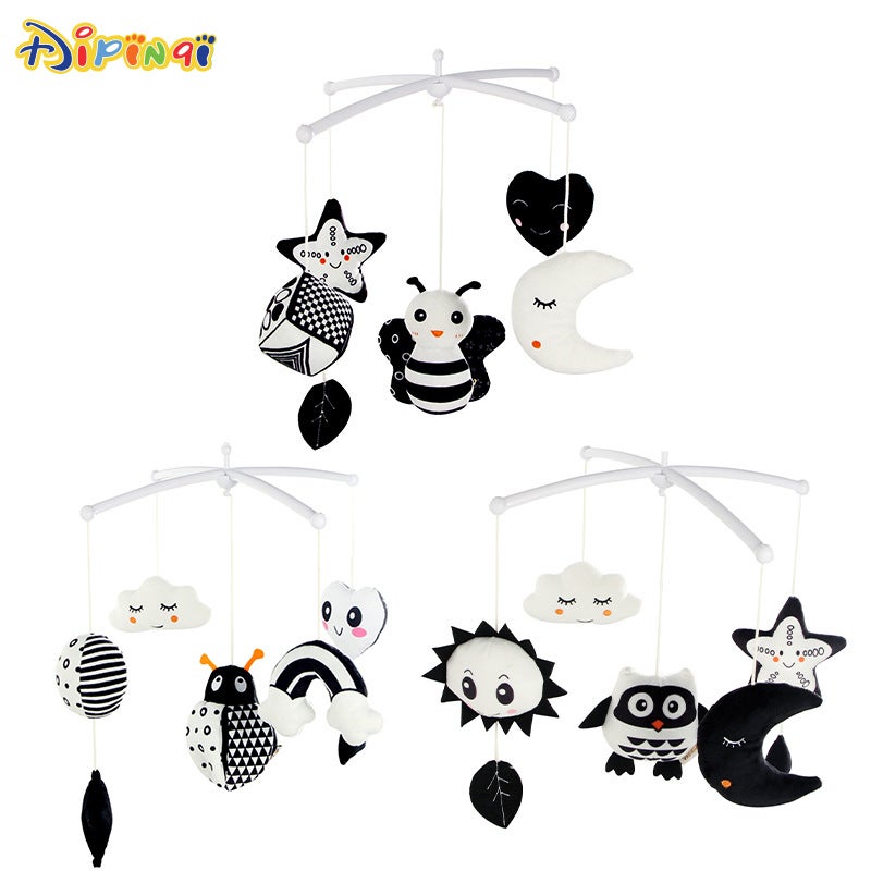 Aipinqi New Black & White Bed Bell Toy - Animal Design with Stand, Musical Box, and Sleep Aid - Image 5