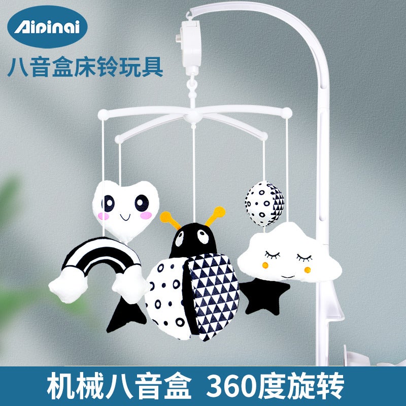 Aipinqi New Black & White Bed Bell Toy - Animal Design with Stand, Musical Box, and Sleep Aid - Image 3