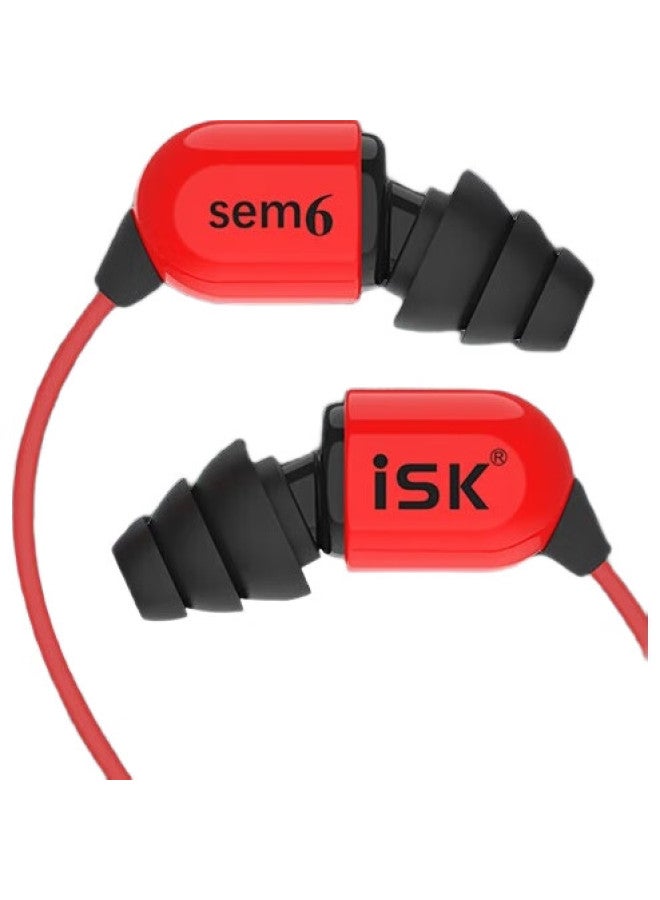 Isksem6 In-Ear Professional Monitoring Earphones Recording Studio Hifi Equipment For Karaoke/Gaming/Music | Compatible With Huawei, Xiaomi Phones, Computers, Sound Cards | China Red - Image 1