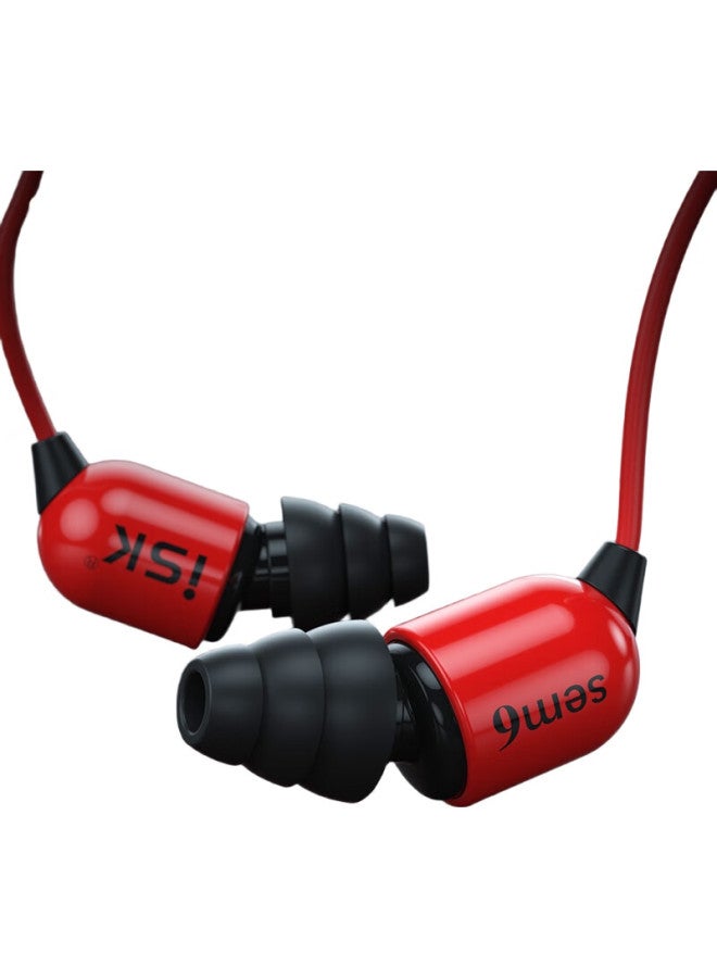 Isksem6 In-Ear Professional Monitoring Earphones Recording Studio Hifi Equipment For Karaoke/Gaming/Music | Compatible With Huawei, Xiaomi Phones, Computers, Sound Cards | China Red - Image 2