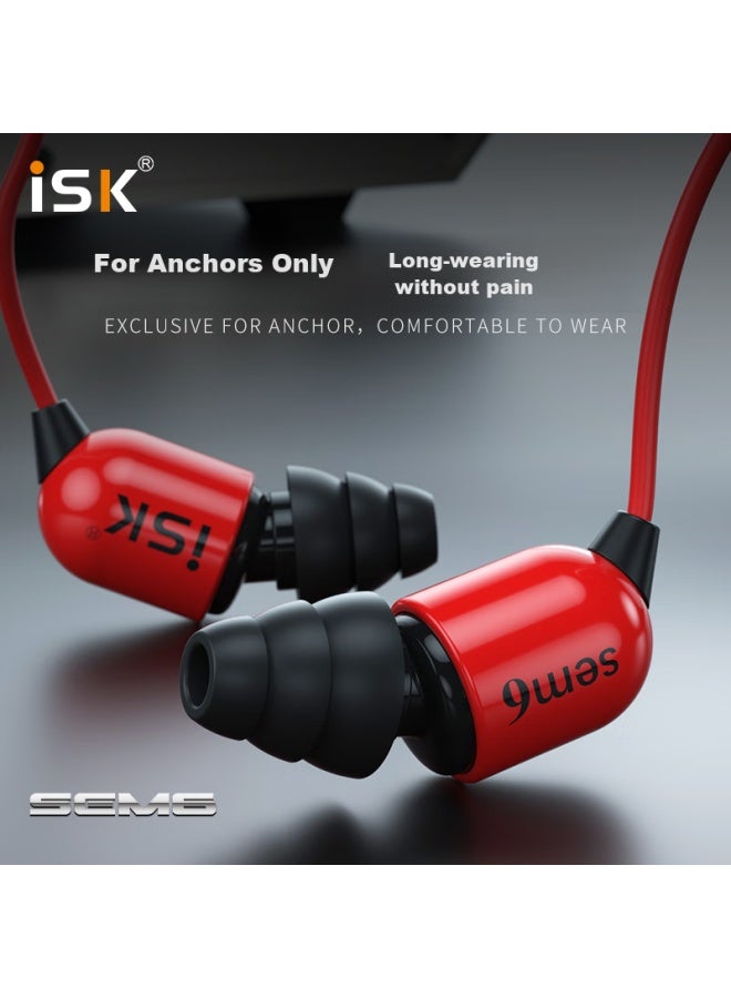 Isksem6 In-ear Professional Monitoring Earphones Recording Studio Hifi Equipment For Karaoke/gaming/music | Compatible With Huawei, Xiaomi Phones, Computers, Sound Cards | China Red - Image 1