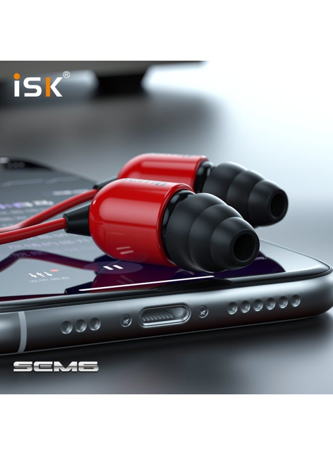 Isksem6 In-ear Professional Monitoring Earphones Recording Studio Hifi Equipment For Karaoke/gaming/music | Compatible With Huawei, Xiaomi Phones, Computers, Sound Cards | China Red - Image 3