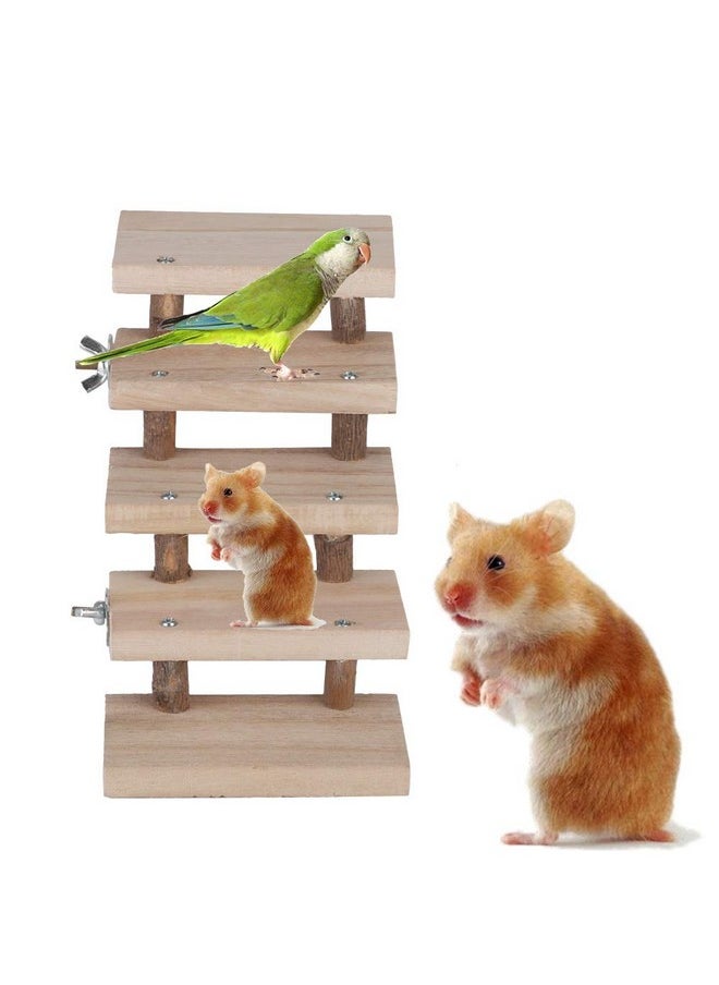Zerodis 5 Layers Wood Small Animal Ladder,Pets Chewing Toys Climbing Stairs Pet Toys for Mouse, Chinchilla, Rat, Gerbil, Dwarf Hamster, Parrot  - Image 5