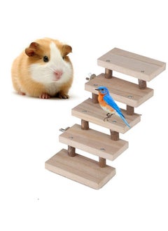 Zerodis 5 Layers Wood Small Animal Ladder,Pets Chewing Toys Climbing Stairs Pet Toys for Mouse, Chinchilla, Rat, Gerbil, Dwarf Hamster, Parrot  - Image 1