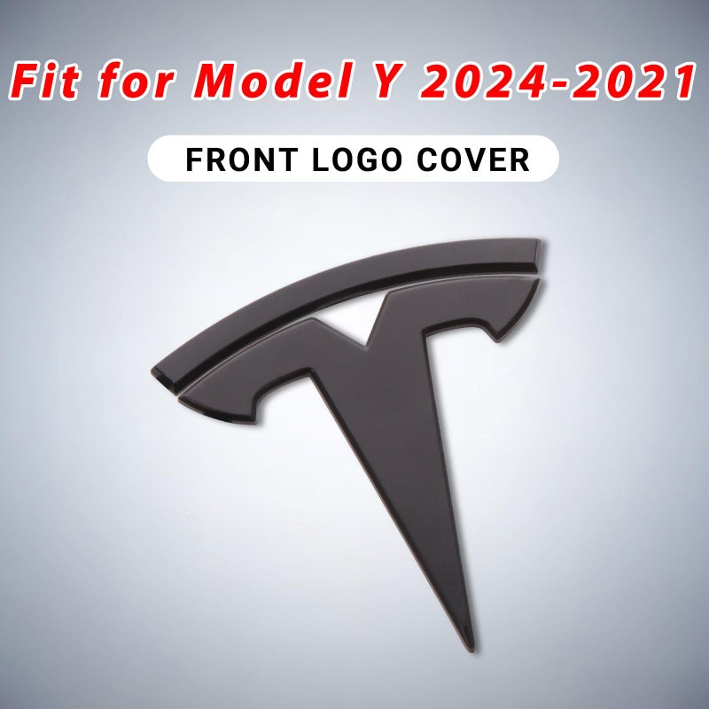 Nanaholy Model Y Accessories for Tesla Emblem Sticker 2PCS/Set 2024 2023 2022 2021 2020,Not Fit for New Model Y Juniper Version 2025 Logo Decal (Black) - Image 2