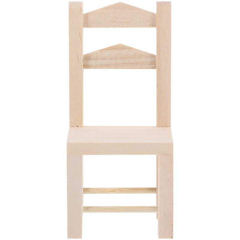 Miniature Wooden Unpainted Dollhouse Chair Model Realistic Mini Furniture Decor - Image 2