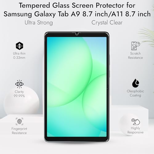 Robustrion 2 Pack Premium Tempered Glass for Samsung Tab A11 / Tab A9 8.7 inch Screen Protector Guard for Samsung Galaxy Tab A9 / A11 Tablet [Anti-Scratch] & [Smudge Proof] - Image 4
