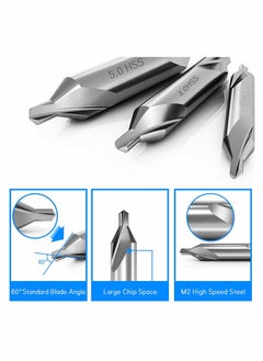 SYOSI Combined Center Drill Bit Set 7 Pieces HSS 60 Degree Countersink Lathe Mill Tooling 1.0 1.5 2.0 2.5 3.0 4.0 5.0mm for Positioning and Chamfering of Wood Metal Alloys  - Image 5