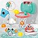 VATOS Baby Bath Toys Elephant Basketball Hoop Bathroom Toys for Babies Boys Girls 1 Year Old Baby Bathtub Playset with Bird Crab Clouds Yacht Best Bath Gift for Toddlers 13 - Image 2