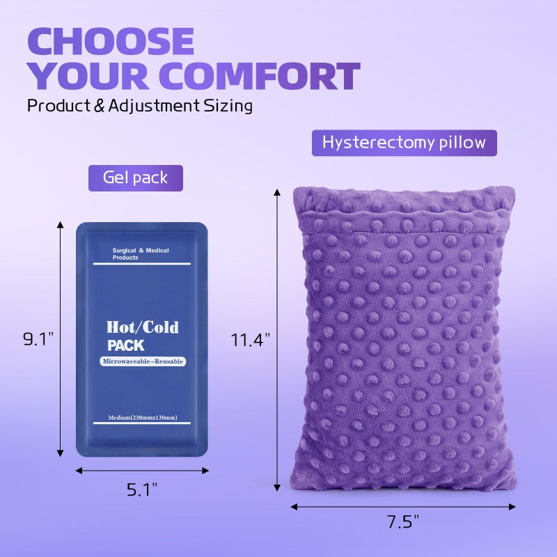 okmaba Hysterectomy Recovery Pillow with Hot/Cold Pack Pocket - Abdominal Surgery Recovery Pillow for Women, C-Section & Tummy Tuck Must Haves, Post Op Support Cushion(Purple) - Image 2