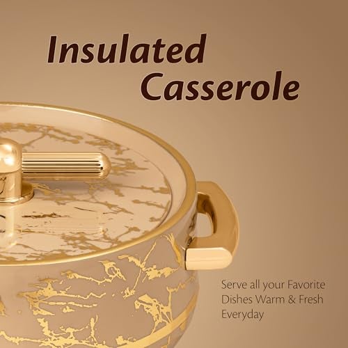 SELVEL Elegance Casserole | Advanced PU Insulation | Elegant Design Hot Pot | Hot Case Keeps Food Hot & Fresh for Hours | Serve Chapati, roti, Biryani and More (Royal Turkish Ivory, 1200) - Image 5