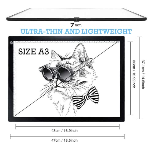 XIAOSTAR Light Box Drawing Pad A3, Tracing Board with Type-C Charge Cable and Brightness Adjustable for Artists, AnimationDrawing, Sketching, Animation, X-ray Viewing (A3-S) - Image 5