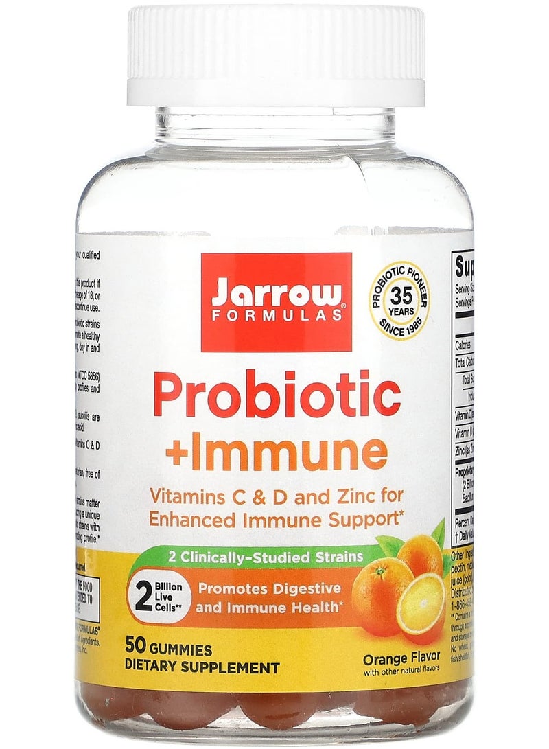 jarrow formulas Probiotic + Immune, Orange, 2 Billion, 50 Gummies