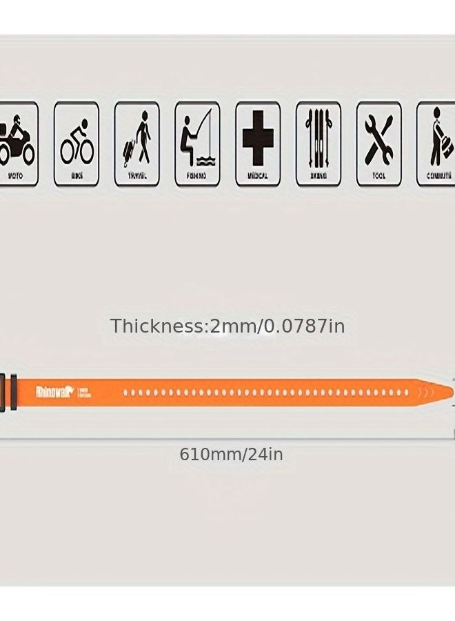 Orange Elastic Bike Motorcycle Luggage Tensile Fastener Tension Strap 600mm - Image 5