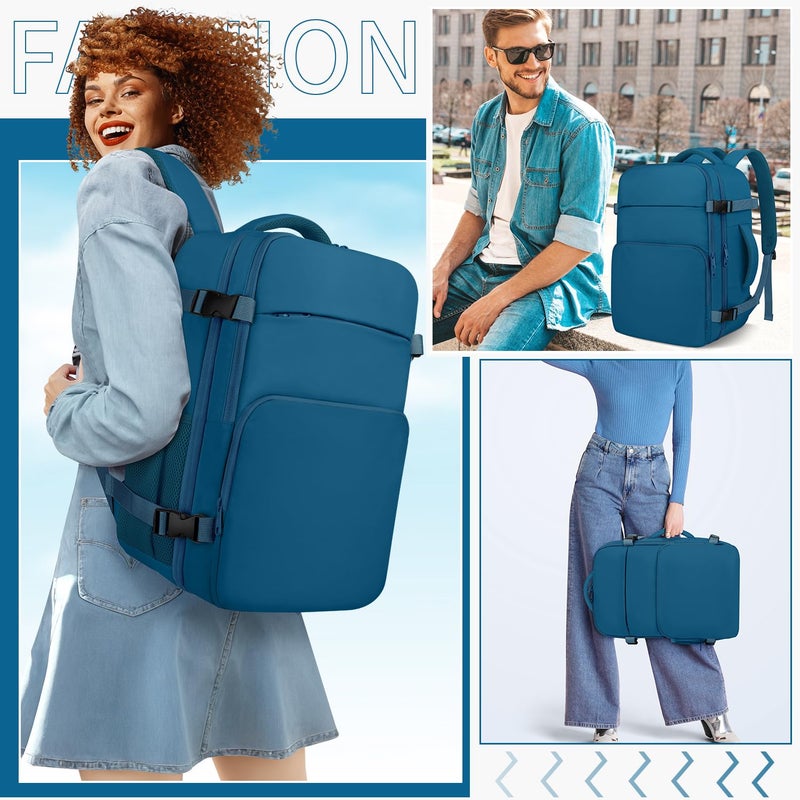 ZOMFELT Travel Backpack for Women Men, Carry On Backpack, TSA 15.6inch Laptop Backpack Flight Approved, Personal Item Travel Bag Nurse Bag Casual Daypack for Weekender Business Trip, Blue - Image 5