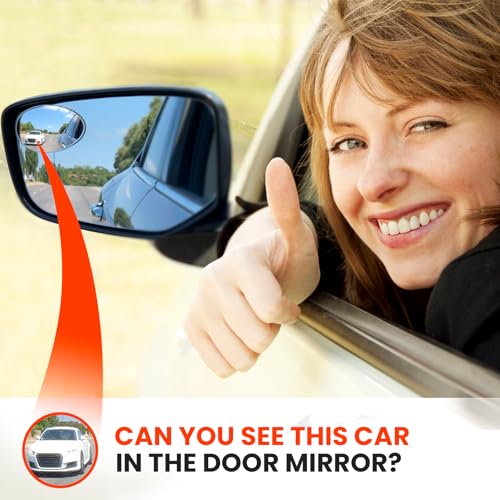 Utopicar Blind Spot Car Mirrors: Semi Oval Convex Rear View - HD Glass Side Car Mirror - Blindspot Can Be Installed Fixed or Adjustable - Pack of 2 - Image 3