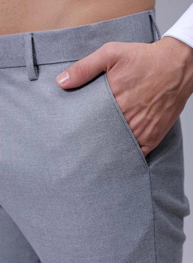 The Indian Garage Co Men Slim Checked Grey Trouser
