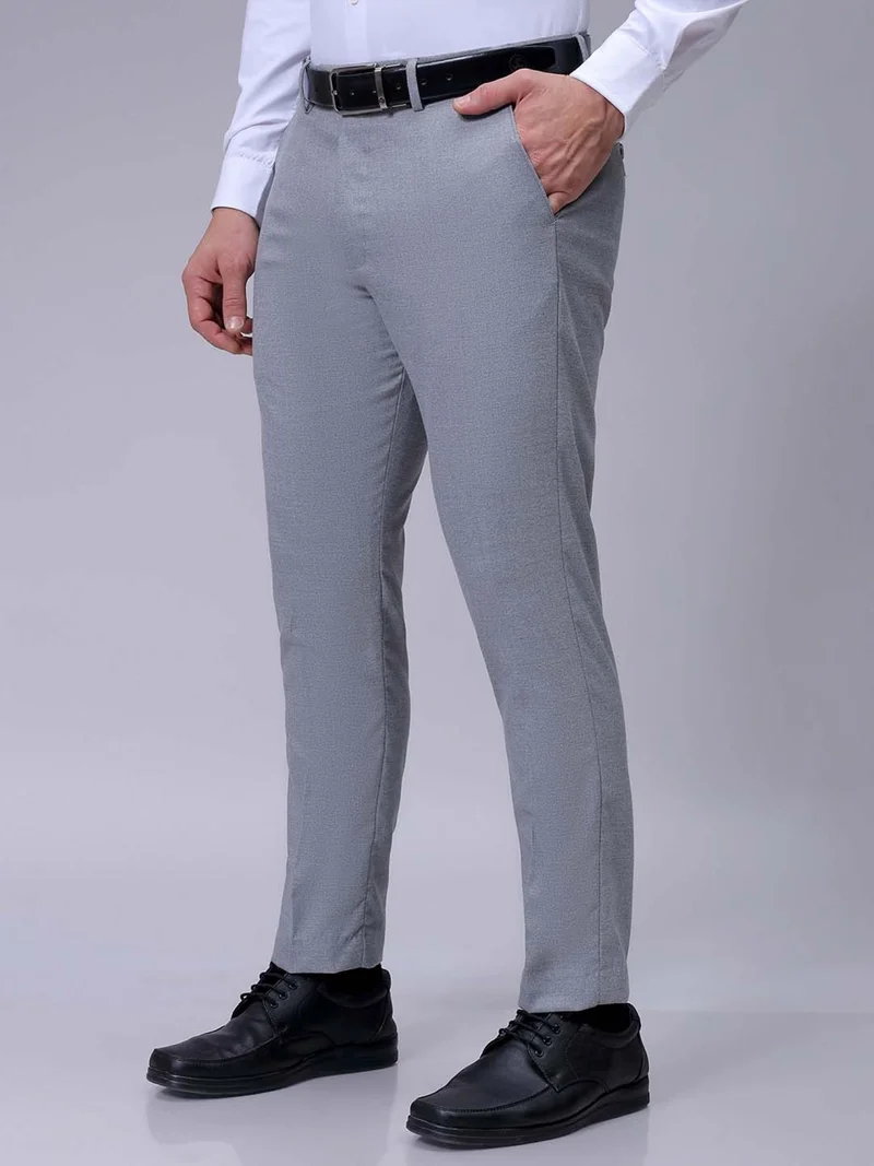 The Indian Garage Co Men Slim Checked Grey Trouser