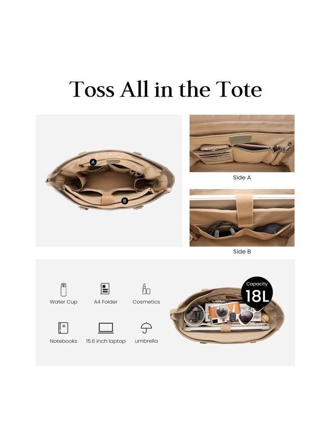 befen Genuine Leather Tote Bag Purse for Women, Women's Shoulder Totes Bags Purses Satchel Handbags with Padded Compartment for Daily & Travel Taupe - Image 3