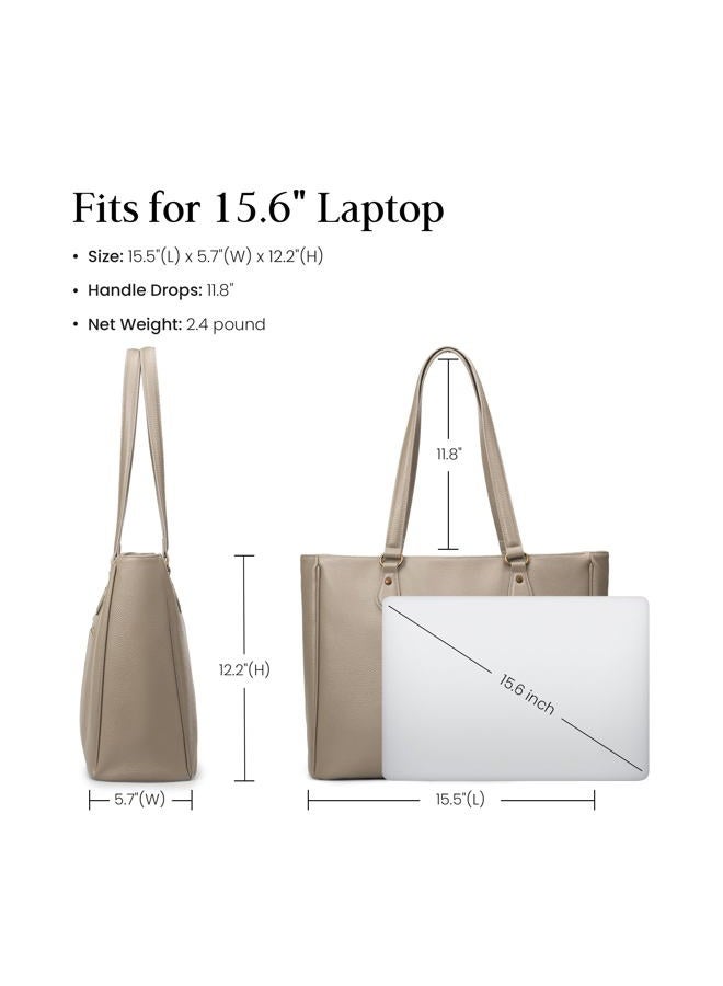 befen Genuine Leather Tote Bag Purse for Women, Women's Shoulder Totes Bags Purses Satchel Handbags with Padded Compartment for Daily & Travel Taupe - Image 4