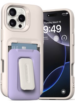 VRS Design D-Wallet Orb iPhone 16 Pro MAX Case Cover Wallet [3 Card] Credit Holder Slot [Semi Automatic] Built-in [Kickstand] - Purple  - Image 1