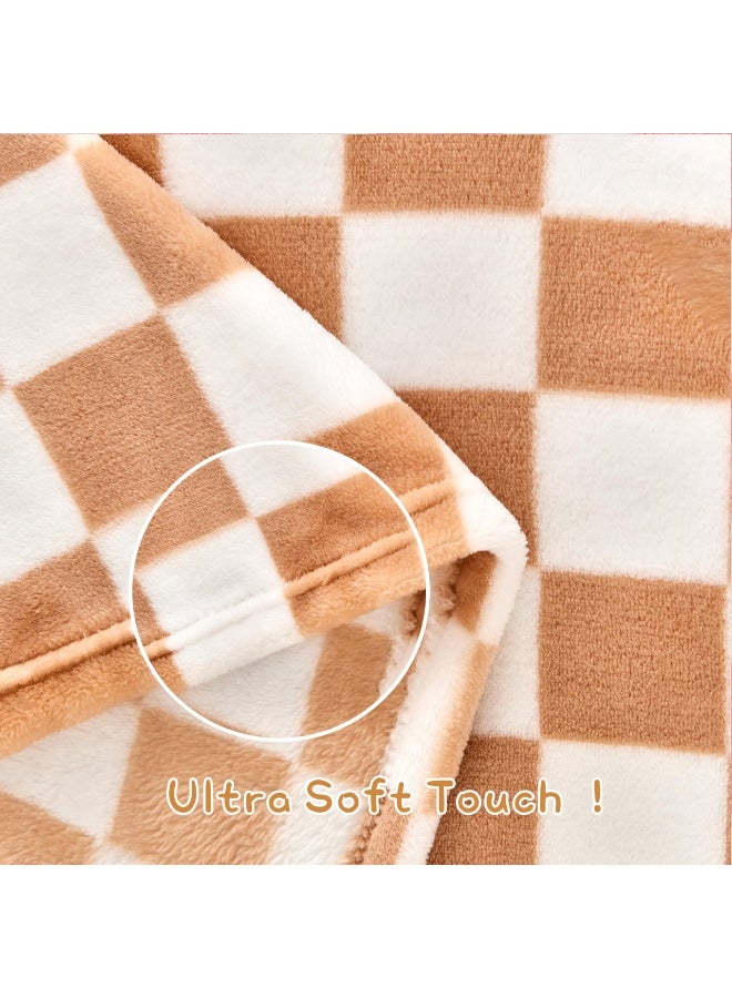 LEFAFA Flannel Baby Blankets, Super Soft Toddlers Blanket for Boys Girls,  Fluffy Fuzzy Plush Lightweight Bed Blanket with Chessboard Grid Design for Crib Stroller(70x100cm) - Image 5